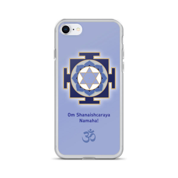 iPhone case with Shani (Saturn) yantra and Shukra mantra Om Shanaishcaraya Namaha and Om symbol