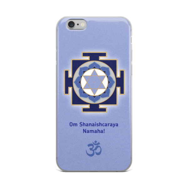 iPhone case with Shani (Saturn) yantra and Shukra mantra Om Shanaishcaraya Namaha and Om symbol