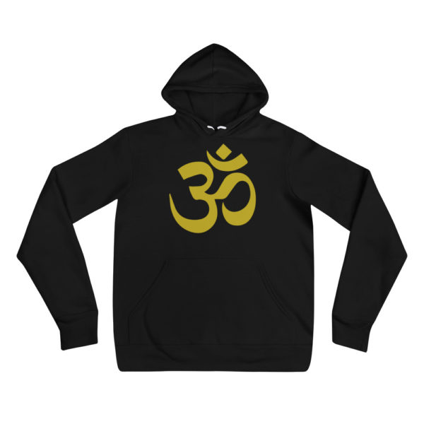 black hoodie with golden Om sign