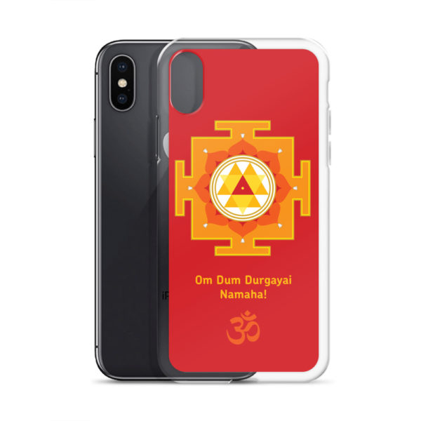iPhone case with Durga yantra and Durga mantra Om Durgayai Namaha and Om symbol