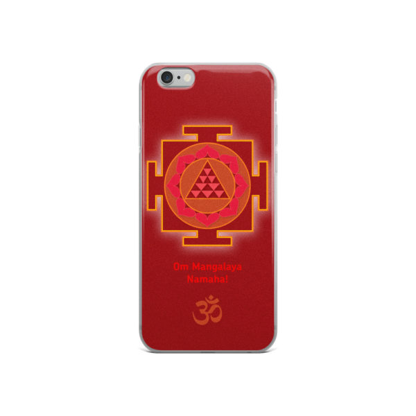 iPhone case with Mangala (Kuja, Mars) yantra and Mangala mantra Om Mangalaya Namaha! and Om symbol