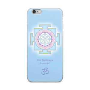 iPhone case with Shukra (Venus) yantra and Shukra mantra Om Shukraya Namaha and Om symbol
