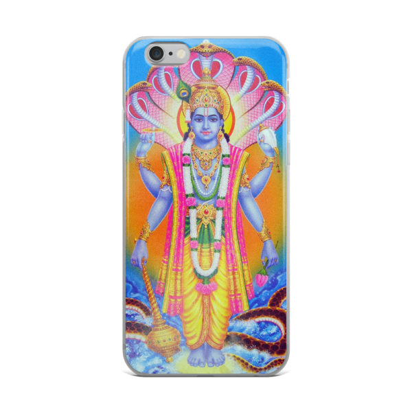iPhone case with Vishnu Narayana with snakes, holding conchshell, discus, mace and lotus