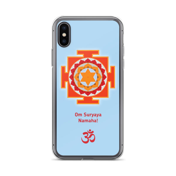 iPhone case with Surya (Sun) yantra and Sun mantra Om Suryaya Namaha and Om symbol
