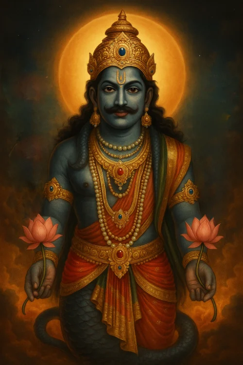 Rahu with lotuses