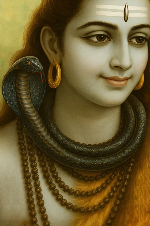 beautiful Shiva with snake and earrings