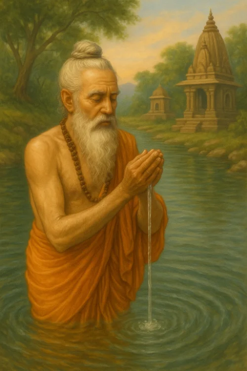 Brahmana bathing at Kapalamochana teertha