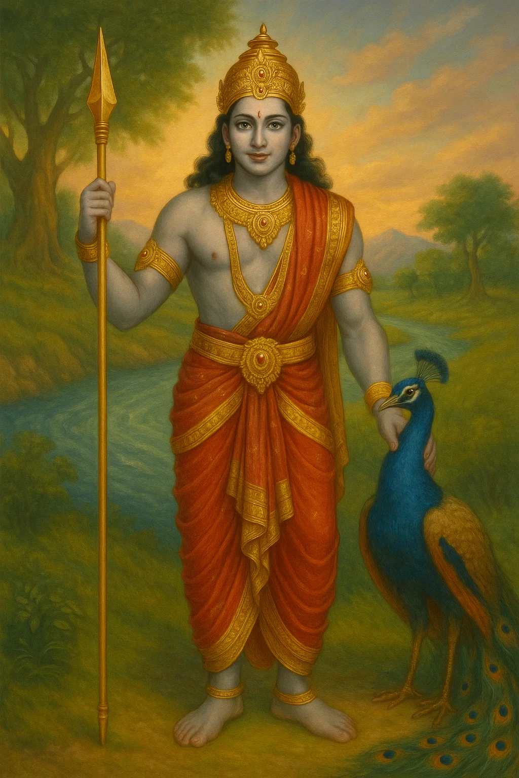 Kartikeya (skanda) with peacock