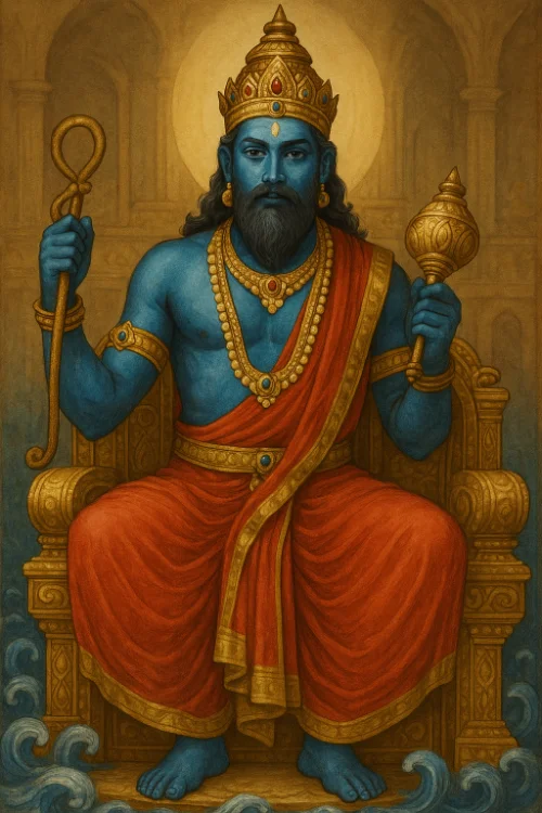Varuna the king of waters on his throne