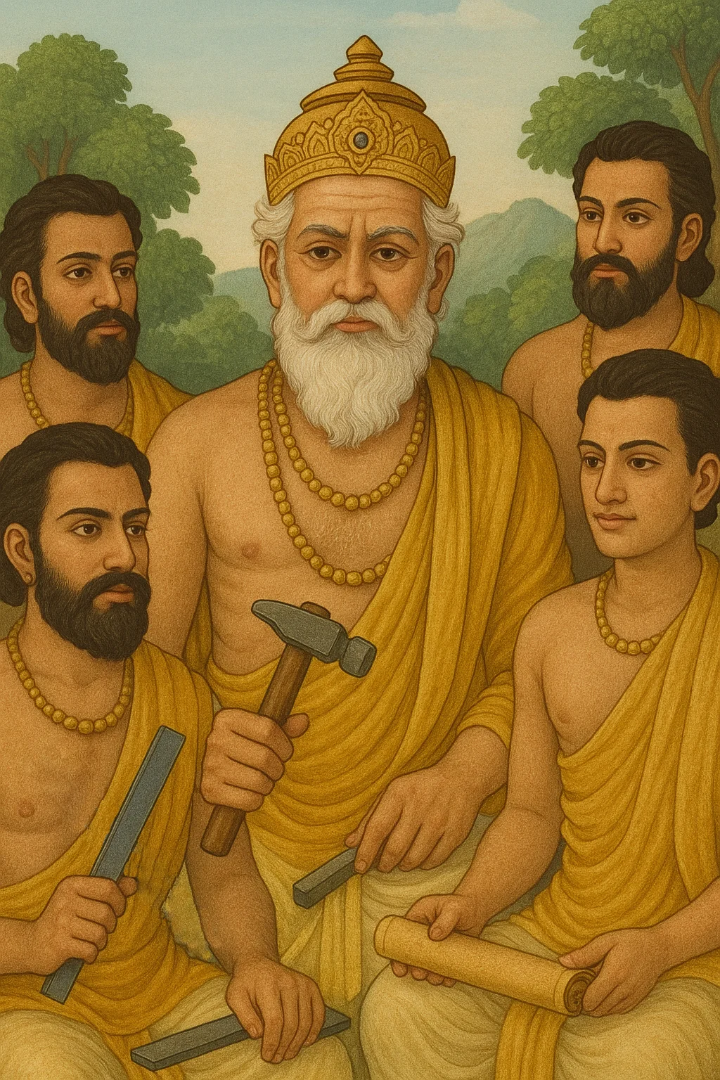 Vishvakarma with his sons