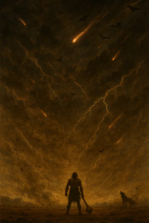 Duryodhana preparing for battle with bad and scary omens